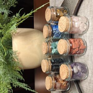 Natural Gemstone Tumbles in a Corked Glass Jar-Choice of one filled Jar